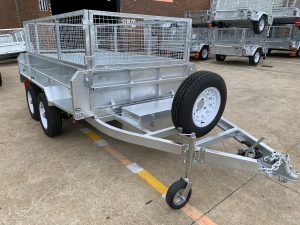 Galvanised double axle trailer with cage